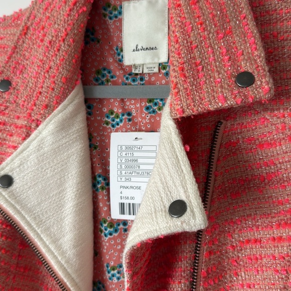 Anthropologie Elevenses Pink & cream tweed jacket. NWT! - Picture 9 of 9